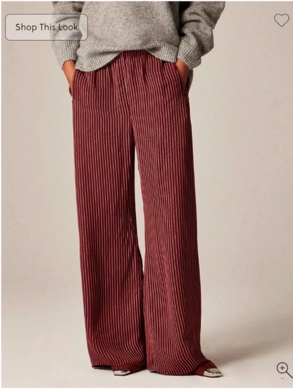 J.Crew Cosmo pant in stripe Inky Burgundy